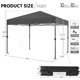 thumbnail image 3 of Songqin 10x10 1-Person Setup Pop Up Canopy Tent, Instant Portable Commercial Canopy Tent, Outdoor Gazebo with 1-Button Push, Wheeled Bag & 4 Sandbags for Home, Party & Outdoor Activities, Dark Gray, 3 of 18