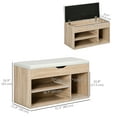 thumbnail image 3 of HOMCOM Shoe Bench Entryway Rack w/ Padded Cushion for Hallway, Natural, 3 of 10