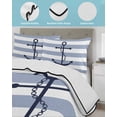 thumbnail image 4 of Quilts Full Size, Blue White Striped Soft Comforter Bedding Set for Bed, Navy Blue Beach Nautical Anchor Ocean Coastal Lightweight Quilted Bedspread with Pillow Cover(2 Pieces), 78x90 Inch, 4 of 6