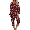 thumbnail image 2 of Puntoco Conjunto Capris de Manga Larga con Cuello Redondo y Estampado navideño para Mujer Puntoco Puntoco-6925, 2 of 5