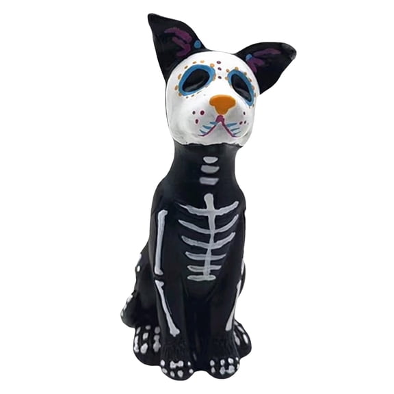 DVKOVI Halloween Dog Statue Sugar Skulls Animal Statue Resin Crafts Skeleton Sculpture for Home Desk Decorations A One Size