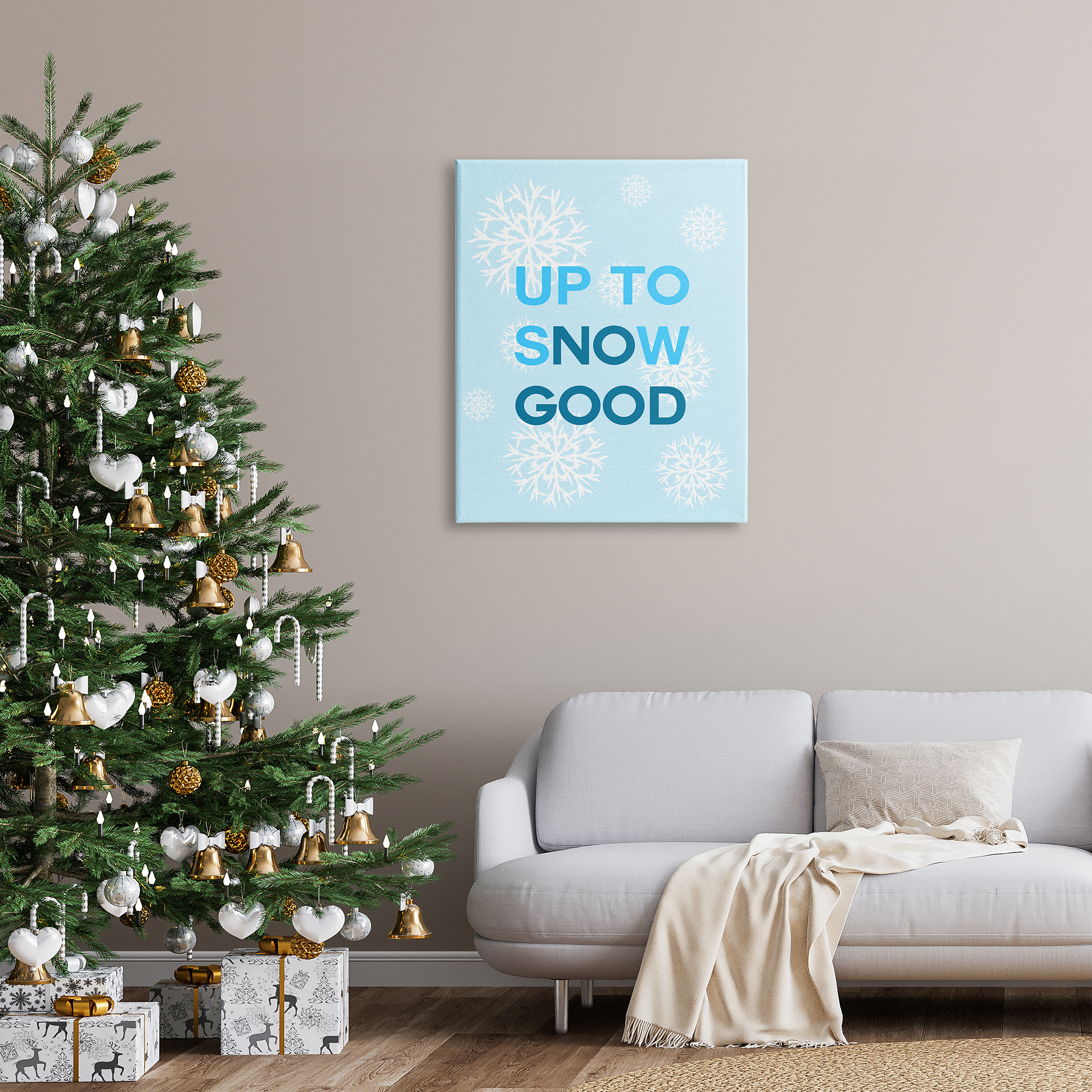 Stupell Industries Up To Snow Good Phrase Holiday Painting Gallery Wrapped Canvas Art Print Wall Art, 30 x 40