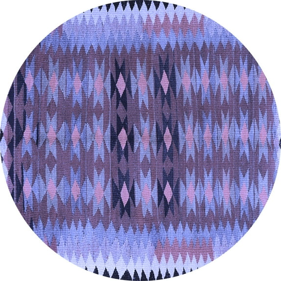 Ahgly Company Indoor Round Southwestern Blue Country Area Rugs, 8' Round