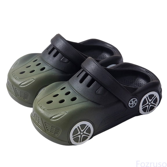 Fozruso Girls Sandals For Toddlers Kids Summer Casual Beach Shoes Lightweight Cartoon Car Design On Breathable Outdoor Play Sandals,Sizes 7 Toddlers 18-24 Months(Black)