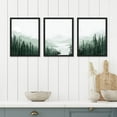 thumbnail image 2 of PixonSign Framed Canvas Print Wall Art Set - Sage Green Mountain Range Pine Tree Forest Art - Set of 3 Nature Wilderness Landscape Wall Décor for Living Room, Bedroom - 12"x16"x3 Panels Black, 2 of 5