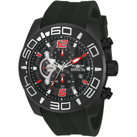 Invicta Men's 22811 Pro Diver Chronograph Black Silicone, Dial & Ion Plated Ss Watch