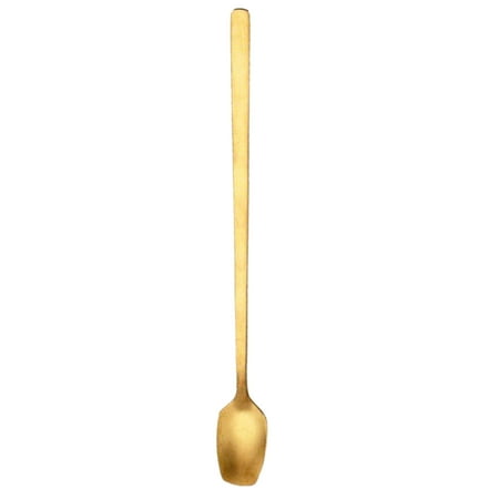 

Farfi Coffee Spoon Long Handle Anti-rust Lovely Thickened Integrated Stir Electroplate Flavored Dessert Mixing Spoon Household Supplies (Golden)