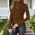 thumbnail image 2 of TEAJOPSUU Women's Turtleneck Sweater Long Sleeve Casual Cable Knit Pullover Fall Lightweight Sweaters Dressy Casual Tunic Tops A-Coffee, 2 of 9