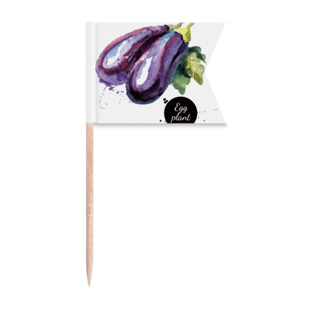 Eggplant Vegetable Tasty Healthy Watercolor Toothpick Flags Labeling