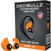 Decibullz Custom Molded Earplugs, One Count - 31dB NRR, Comfortable Protection for Shooting & Travel (Orange)