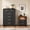 Black Dresser With 1pc 2 Drawer Nightstands, variant on HUJAUU 3 Piece Bedroom Furniture Set, 6-Drawer Fluted Tall Dresser & 2-Drawer Curved Nightstand Set of 2 with LED& Charging Station, Black
