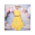 thumbnail image 4 of Sunny Fashion Girls Dress Yellow Ruffle Butterfly Belt High Low Birthday Party Sleeveless 12 Years, 4 of 6