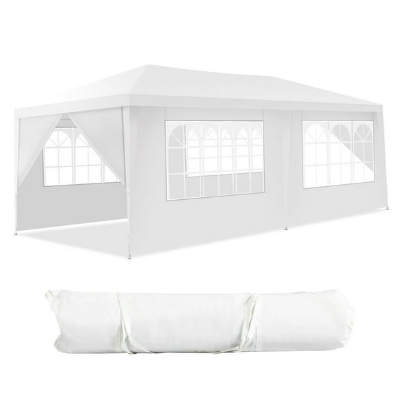 Gymax 10'x20' Outdoor Canopy Weather-resistant Tent Wedding Party Tent 6 Sidewalls W/Carry Bag