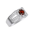 thumbnail image 3 of RYLOS Men's Rings Sterling Silver Designer Starburst 7MM Round Gemstone & Diamond Ring Garnet January Birthstone Rings Size 11, 3 of 7