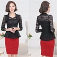 thumbnail image 4 of OKBOP Womens Thermal Tops Long Sleeve,Casual Long Sleeve Lace Shirt Crocheted Elegant Lace Fall Blouses Women Shirts, 4 of 9