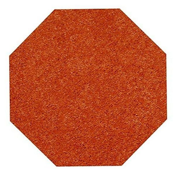 Home Queen Solid Color Octagon Shape Orange 7' Octagon Area Rug