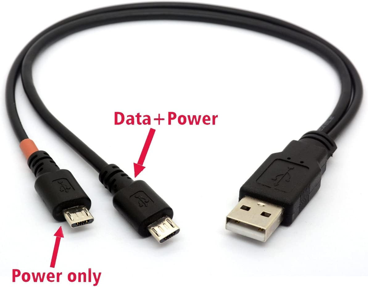 Cable USB Y Splitter USB 2.0 Power Enhancer Hub Adaptador Cargador de Datos  Cable Extensión Código Tipo A 11.8 in (1 hembra a 2 macho)