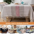 thumbnail image 4 of Tassel table cloth Plaid table cloth rectangular cotton linen dust cover suitable for kitchen dining 35x 35" - style:style3;, 4 of 5