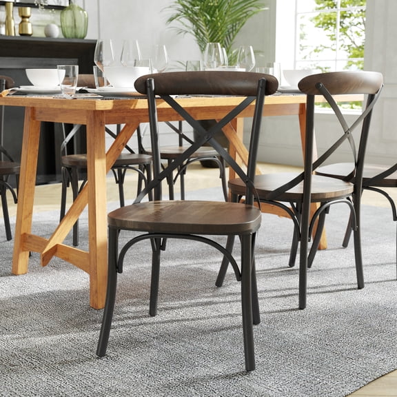 BizChair X-Back Chair with Metal Bracing and Hand Stained Fruitwood Seat