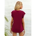 thumbnail image 2 of CALIPESSA Womens Summer Red Short Sleeve Tunic Tops Loose Fit Casual Round Neck T-Shirt, 2 of 5