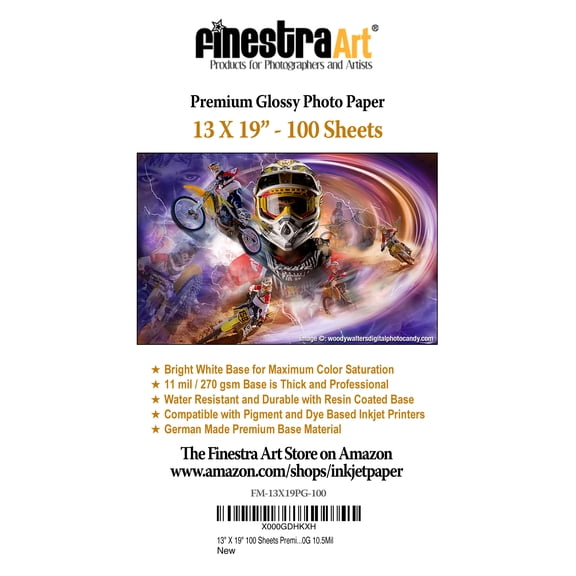 13" X 19" Premium Glossy Inkjet Photo Paper - 100 Sheets