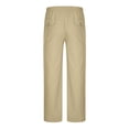 thumbnail image 6 of POROPL Khaki Linen Pants Men Summer Casual Elastic Waist Pants with Pockets,Cargo Pants for Men, 6 of 6