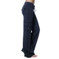thumbnail image 4 of Avamo Ladies Trousers Low Waisted Yoga Pants With Pockets Bottoms Running Long Sweatpants Full-Length Elastic Waist Jeggings blue L, 4 of 7