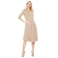 thumbnail image 2 of Women's Loose Fit 3/4 Sleeve Round Neck Jersey Knit A-Line Solid Midi Dress, 2 of 4