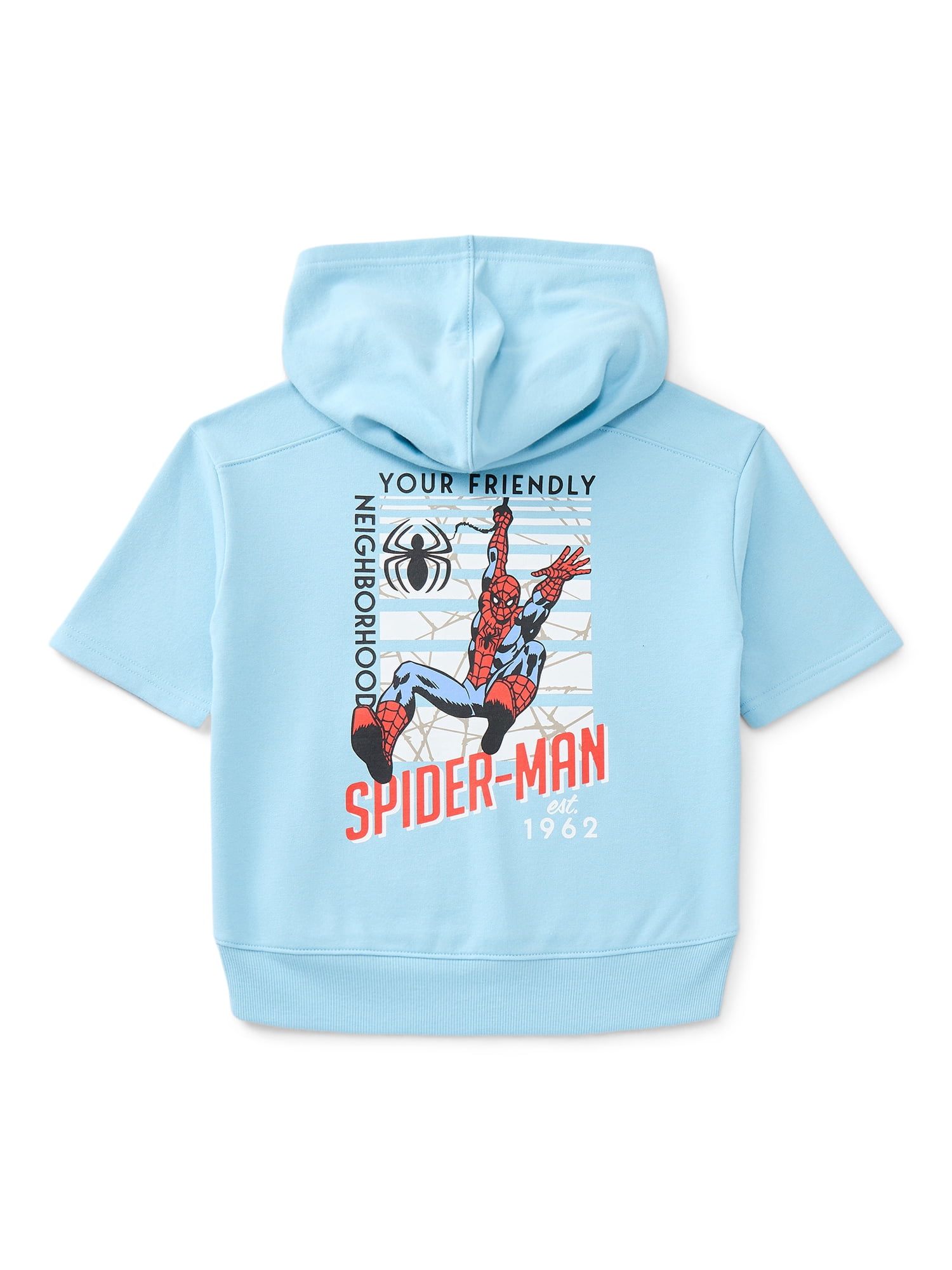 Marvel Spiderman Little Boys and Big Boys Short Sleeve Hoodie & Shorts 2pc Set, Sizes 4-16