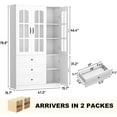 thumbnail image 4 of Blotout 78.7"Tall Kitchen Pantry Cabinet with 3 Glass Doors, Display Storage Cabinet Bookcase with 3 Drawers with Shelves, Freestanding Storage Cabinet Suitable for Home, Office, Living Room, 4 of 7
