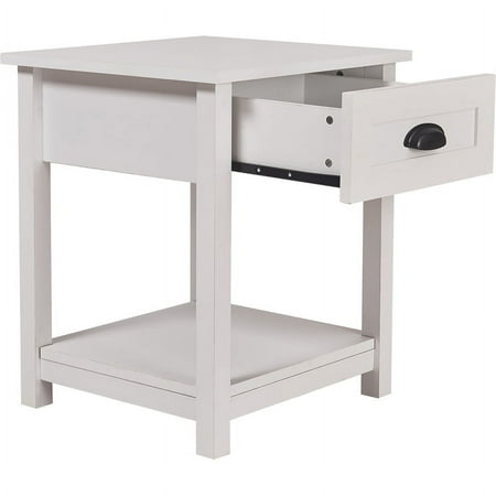 Click Decor - Traditional Wood 1-Drawer Night Stand - White