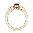 thumbnail image 2 of ANGARA Natural Round 1 ct Ruby Solitaire Ring With Trio Diamonds in 14K Yellow Gold for Women (Size-6mm) | July Birthstone, Birthday, Anniversary, Jewelry Gift for Women | Natural Ruby Ring, 2 of 8