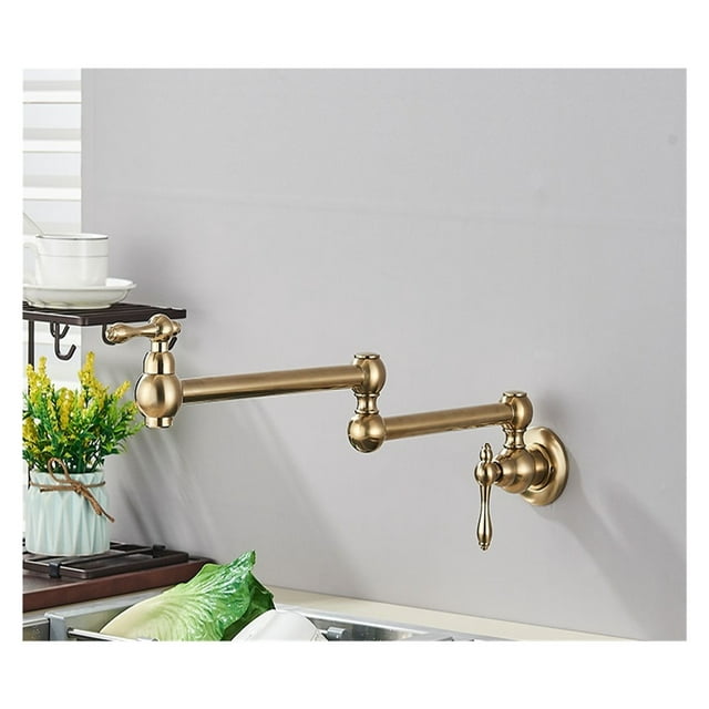 Brass Kitchen Faucet Brushed Gold Sing Cold Kitchen Sink Water Tap Single Handle Mixer Tap 360 Rotation Wall Mounted ,bar Laundry RV Farmhouse
