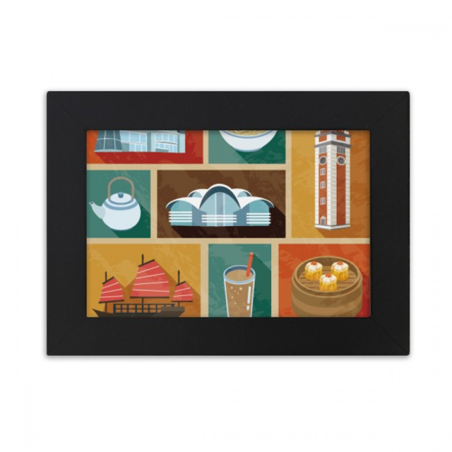 Hong Kong Local Food And Place Desktop Photo Frame Ornaments Picture Art Painting