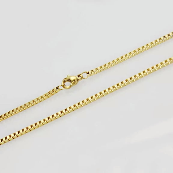 HOOUN 5pcs/Lot 18k Gold Plated Stainless Steel Square Box Link chain necklace 2mm 18''
