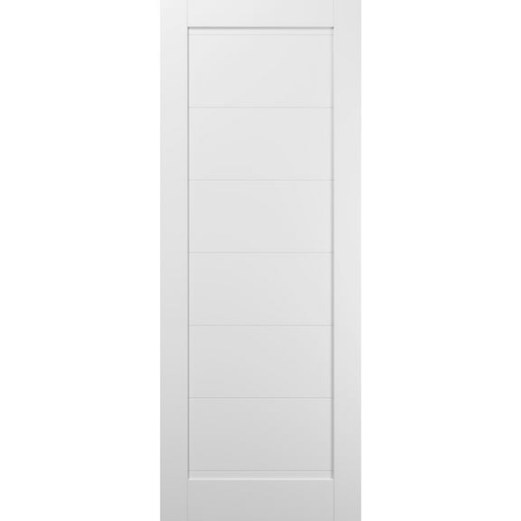 Slab Barn Door Panel 24 x 80 | Quadro 4115 White Silk | Sturdy Finished Wooden Modern Doors | Pocket Closet Sliding