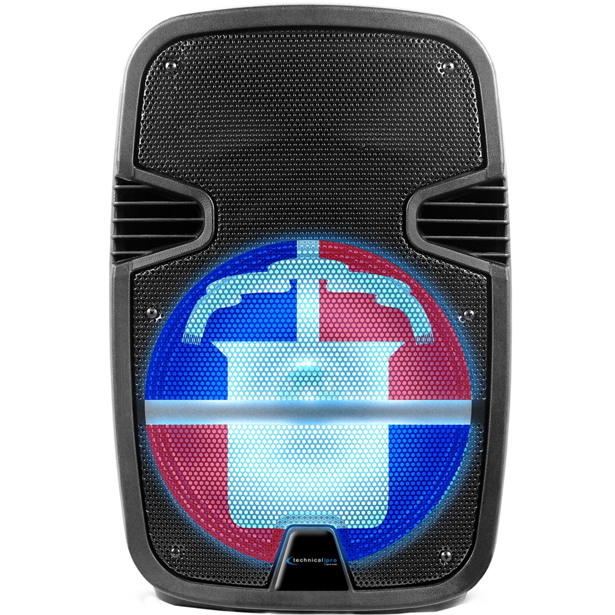 Technical Pro 2000W Rechargeable Bluetooth Speaker, 12-Inch, LED Lights, Black