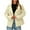 Beige, variant on Womens Cropped Trench Coat Oversized Double Breasted Lapel Stand Collar Long Sleeve Short Jacket Fashion Outerwear, Khaki