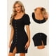thumbnail image 2 of Vestido de cuello cuadrado Allegra K con botones en contraste y mangas abullonadas Negro L, 2 of 6
