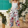 thumbnail image 3 of Aayomet Womens Jumpsuit Women Casual Boho Print Romper Pocket Rompers Long Playsuit Strap Button Jumpsuit Fashion Daily Jumpsuit,White S, 3 of 4