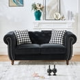 thumbnail image 4 of Newest 3+2 Seater ‌velvet upholstery fabric Sofa with Roll Armrest & Nailhead,Upholstered Mid Century Modern Couch,3 Seater & 2 Seater Couch for Living Room, Office, Apartment, Black, 4 of 9