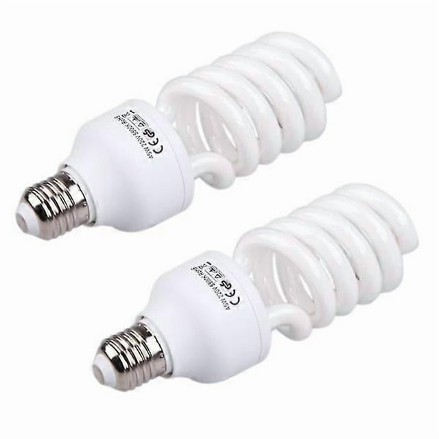 2x Compact E27 220v 5500k 45w Photo Studio Lamp Video Photography Daylight Bulb White (FMY)