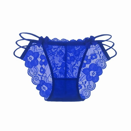 

ZXHACSJ Women Thong Bragas Sexy Panties Thong Lace Pants Ladies Briefs Underwear Blue Free size