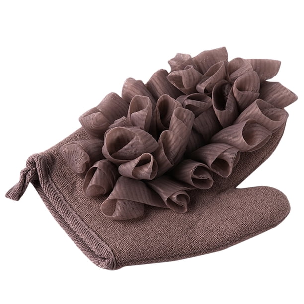 Fiudx Guantes de Baño con Esponja, 2 En 1 de Lufa y Exfoliante, con Dorso Suave, Fáciles de Colgar, Perfectos para Exfoliar, Regalo de Navidad Ideal para Mujeres (1 Paquete)