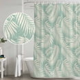 thumbnail image 3 of Retro Bathroom Shower Curtains with Hooks, Beige Tropical Plant Leaves Silhouettes Green Background Waterproof Fabric Washable Shower Curtain for Home Hotel Bathtub Decor 72x72 Inch, 3 of 9