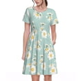thumbnail image 1 of Naloa Robe d'Été à Imprimé Floral Marguerite pour Femmes avec Poches, Manches Courtes, Robe de Plage Fluide pour Vacances, 1 of 6