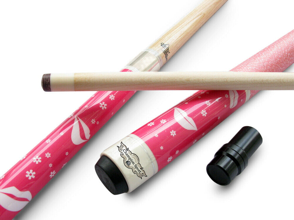 Champion Pink Pool Cue Stick with Low DeflectionShaft,Adjusted weight,Pool Glove 
