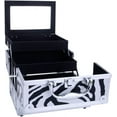 thumbnail image 6 of Makeup Train Case Light Weight Aluminum Jewelry Box Cosmetic Organizer with Mirror (9.06 x 5.91 x 5.91)(L x W x H) White Zebra, 6 of 18