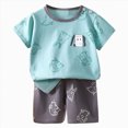 thumbnail image 4 of KPOPLK Baby Toddler Boy Clothes 2 Piece Outfits Short Sleeve Cartoon T-Shirt Top & Casual Shorts Summer Set(2-3 Years,Blue), 4 of 4
