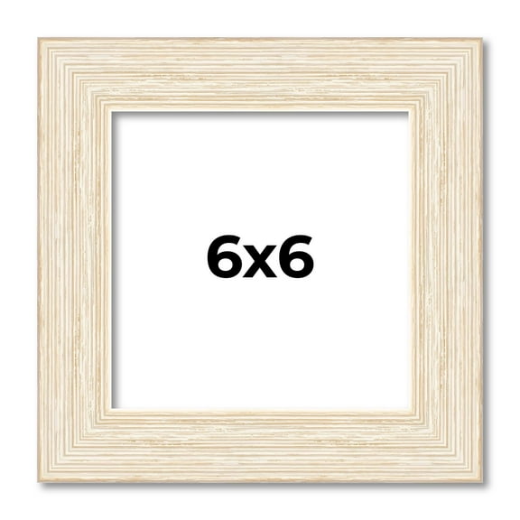 6x6 Frame White Barnwood Picture Frame Includes UV Acrylic Plexiglass, Acid Free Foam Backing Board